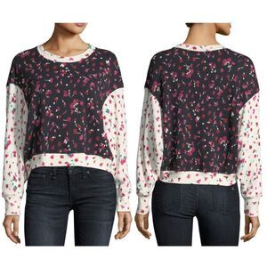Joie Womens NWT Caleigh Floral Print Drop Shoulder Sweater Size S Colorblock New
